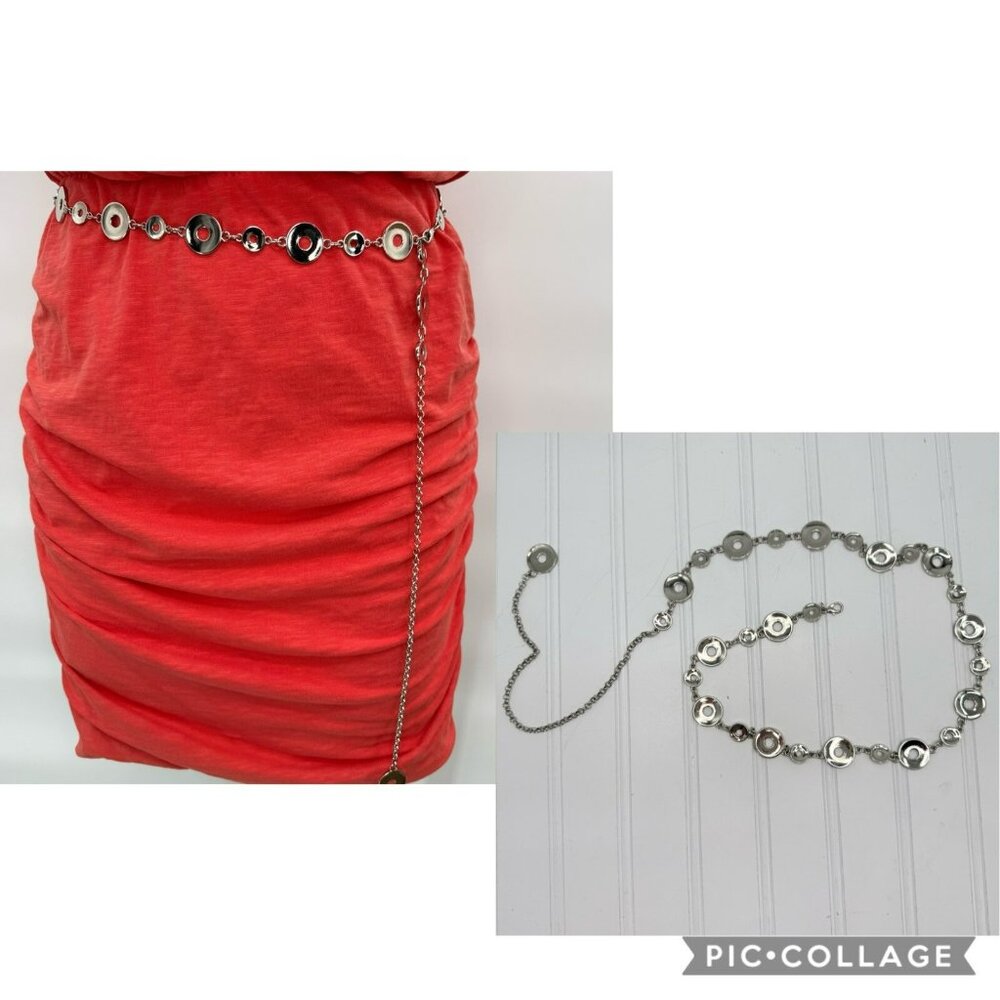 Silver Tone Chain Link Belt Adjustable 44 Inches‎
